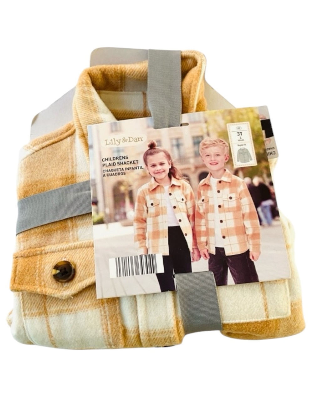 Lily and Dan Plaid Shacket Shirt Jacket Tan Cream 3T Boy Girl Toddler Spring New